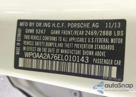 2014 Porsche Panamera 2 z USA, uszkodzony, nr VIN WP0AA2A76EL010143